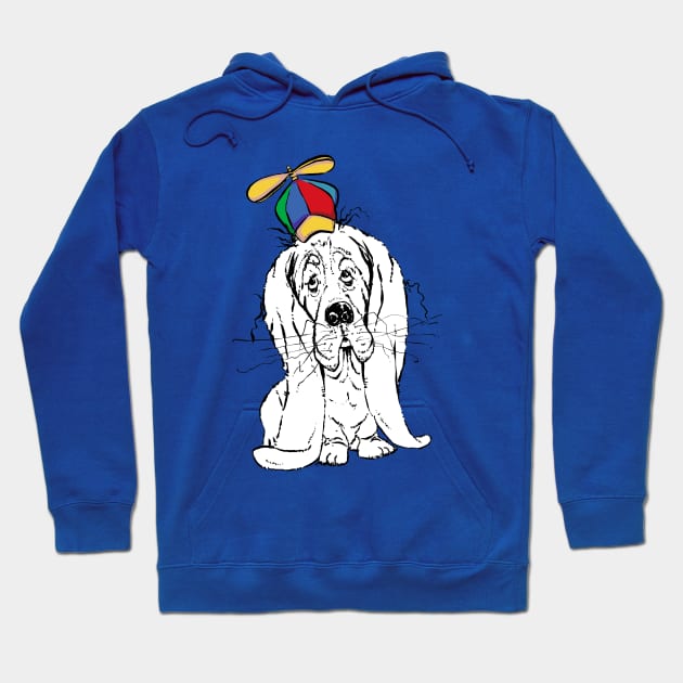 Cute Droopy Basset Hound with a Spinner Hat Hoodie by obillwon